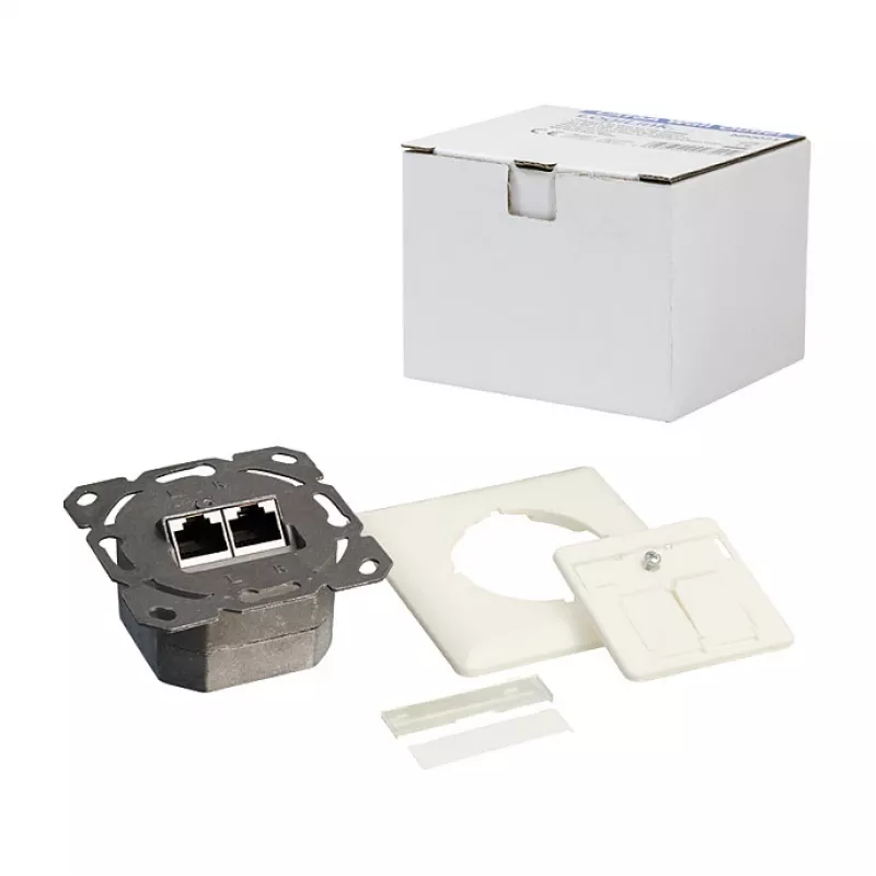 LogiLink DSIT süvispaigaldusega Cat. 6a varjestatud 2-porti RJ45 pistikupesa elevandiluu
