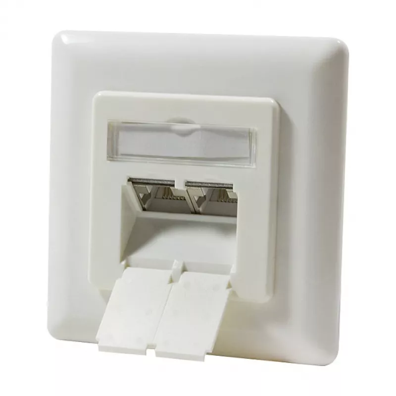 LogiLink DSIT süvispaigaldusega Cat. 6a varjestatud 2-porti RJ45 pistikupesa elevandiluu