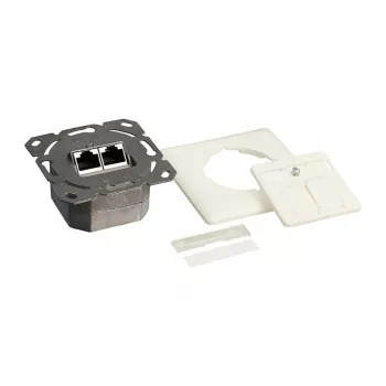 LogiLink DSIT süvispaigaldusega Cat. 6a varjestatud 2-porti RJ45 pistikupesa elevandiluu