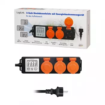 LogiLink energiakulumõõtur 3 välise pistikupesaga, IP44, Schuko, 3680 W