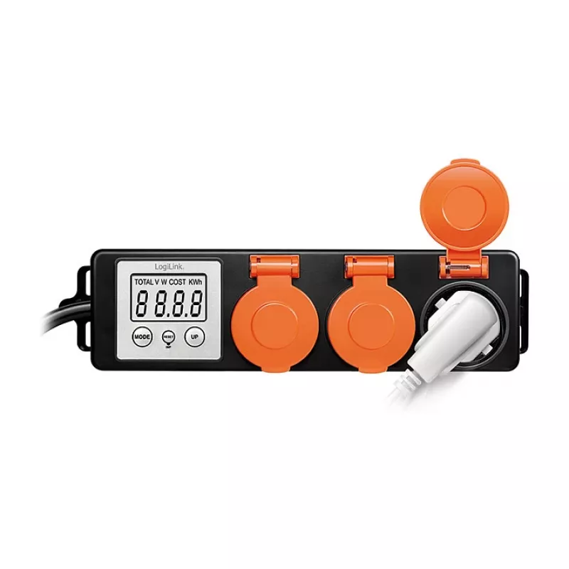 LogiLink energiakulumõõtur 3 välise pistikupesaga, IP44, Schuko, 3680 W