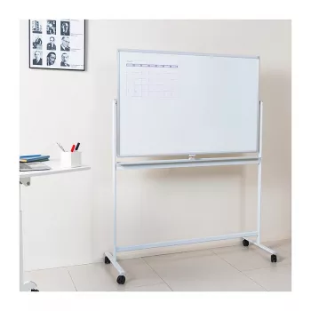 LogiLink EO0064 mobiilne kahepoolne kuivkustutustahvel, magnetteras, alumiiniumraam, 120x80 cm, valge/hõbe