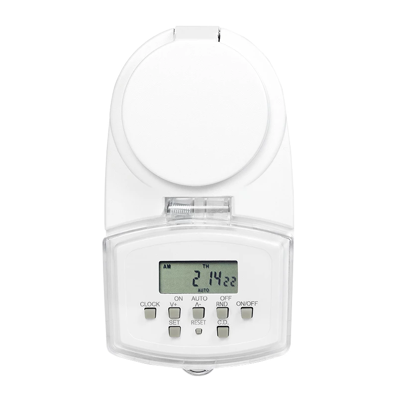 LOGILINK ET0008 väline digitaalne taimer - IP44, 10 sisse/välja programmi, 16A/3680W, Schuko (tüüp F), must/hall