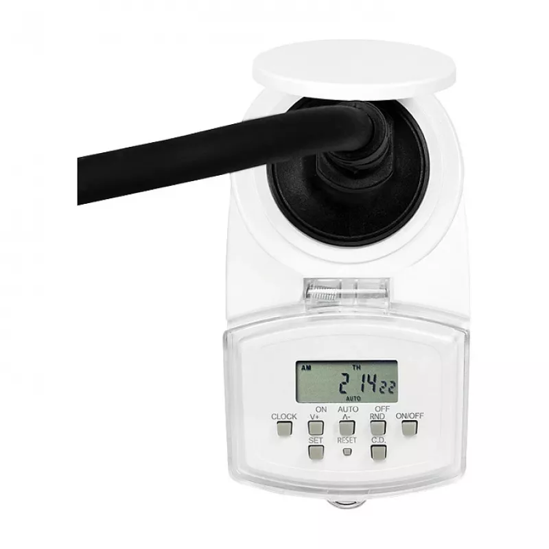 LOGILINK ET0008 väline digitaalne taimer - IP44, 10 sisse/välja programmi, 16A/3680W, Schuko (tüüp F), must/hall