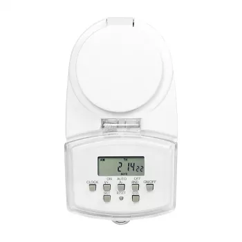 LOGILINK ET0008 väline digitaalne taimer - IP44, 10 sisse/välja programmi, 16A/3680W, Schuko (tüüp F), must/hall