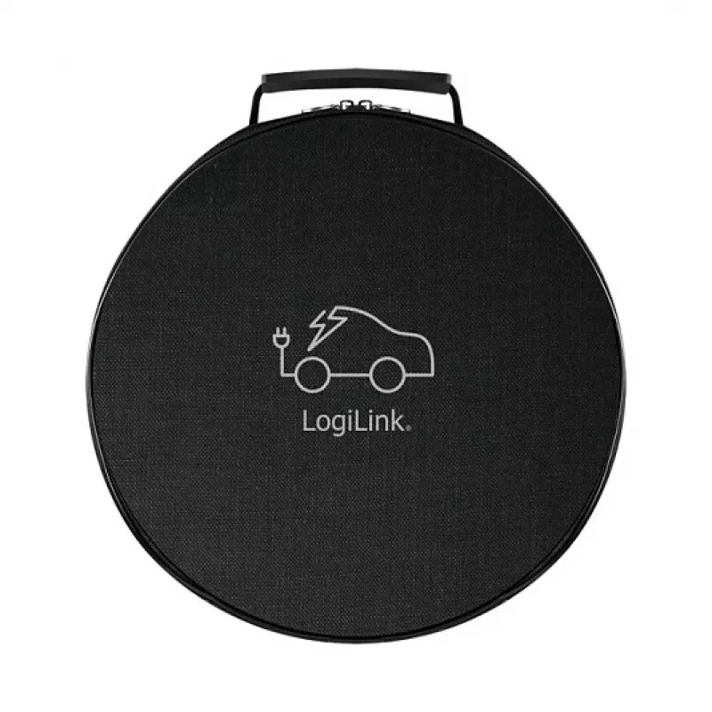 LogiLink EVC0128 Type 2 spiraalne EV laadimiskaabel, 11kW, 3-faasiline, 20A, 5m, must koos hoiukotiga