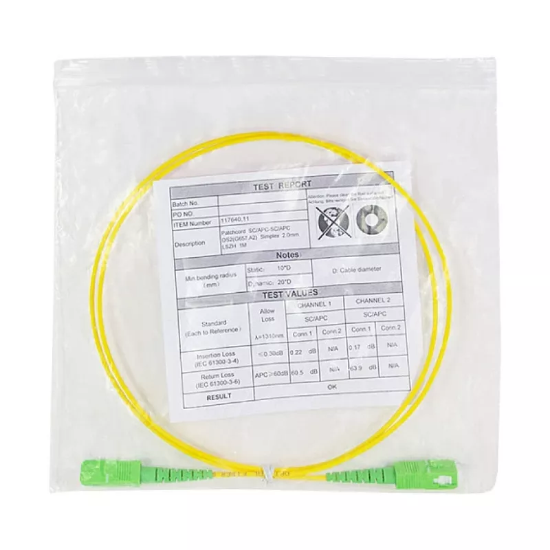 LogiLink Fiiberoptiline ühenduskaabel – Simpleks, OS2 SM G.657.A2, SC/APC kuni SC/APC, 1 m, kollane