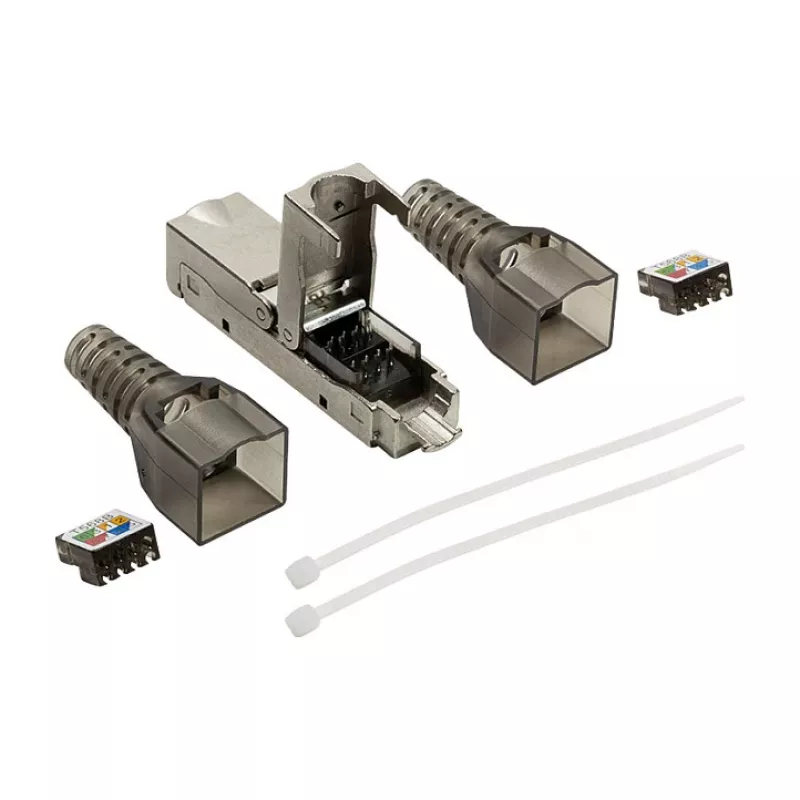 LogiLink välitingimustes termineeritav RJ45 pistik Cat.6A STP 10G, tööriistavaba IDC, tsinksurvevalu, AWG 22–26, hõbedane