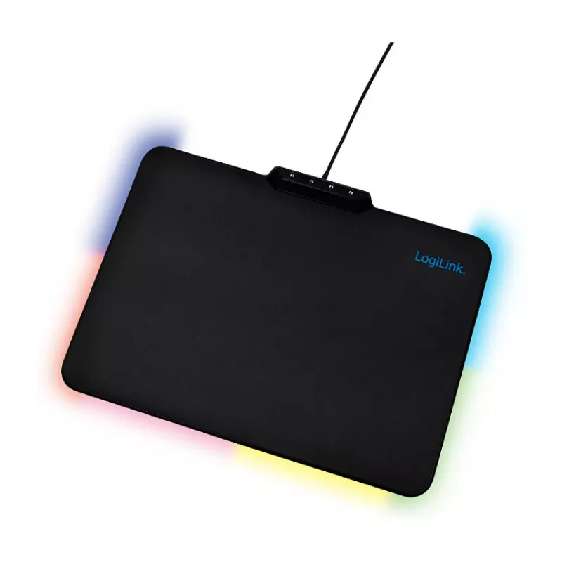 LogiLink ID0155 RGB mänguhiirematt – silikoonpind, libisemiskindel kummist alus, USB-A toitega, 36x26cm, must