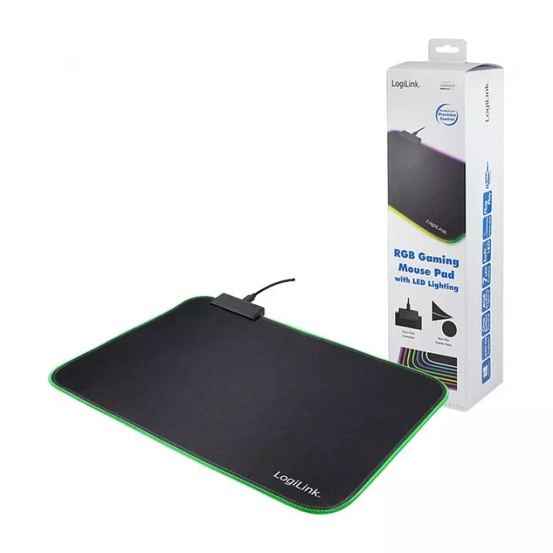 LOGILINK ID0183 mänguhiirematt RGB LED-iga, 350x260mm, 3mm pehme, must