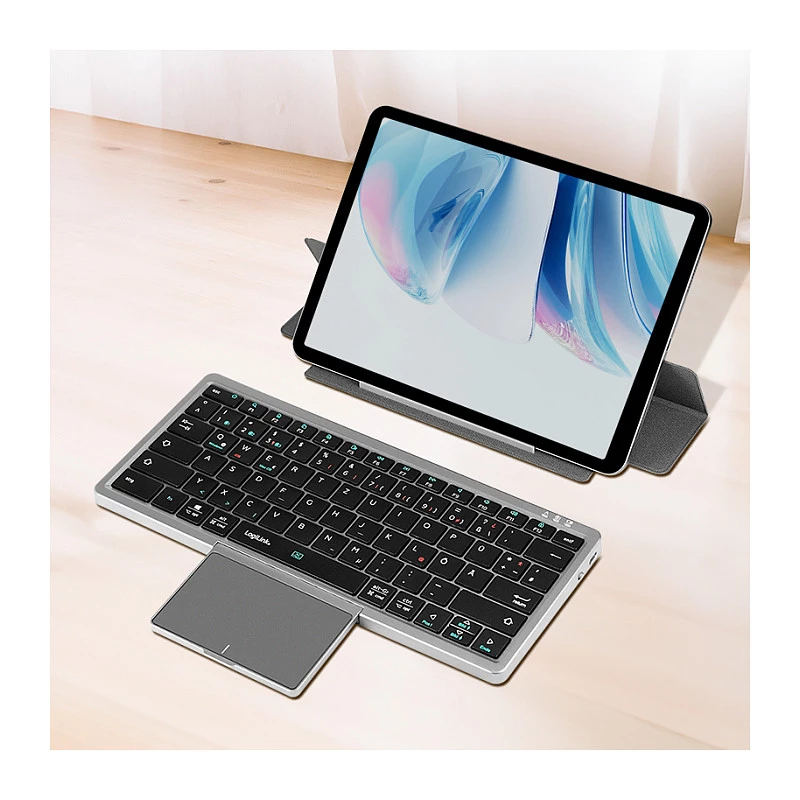 LOGILINK ID0214 Traadita klaviatuur puuteplaadiga, Bluetooth 5.1, 3-kanaliline, hall
