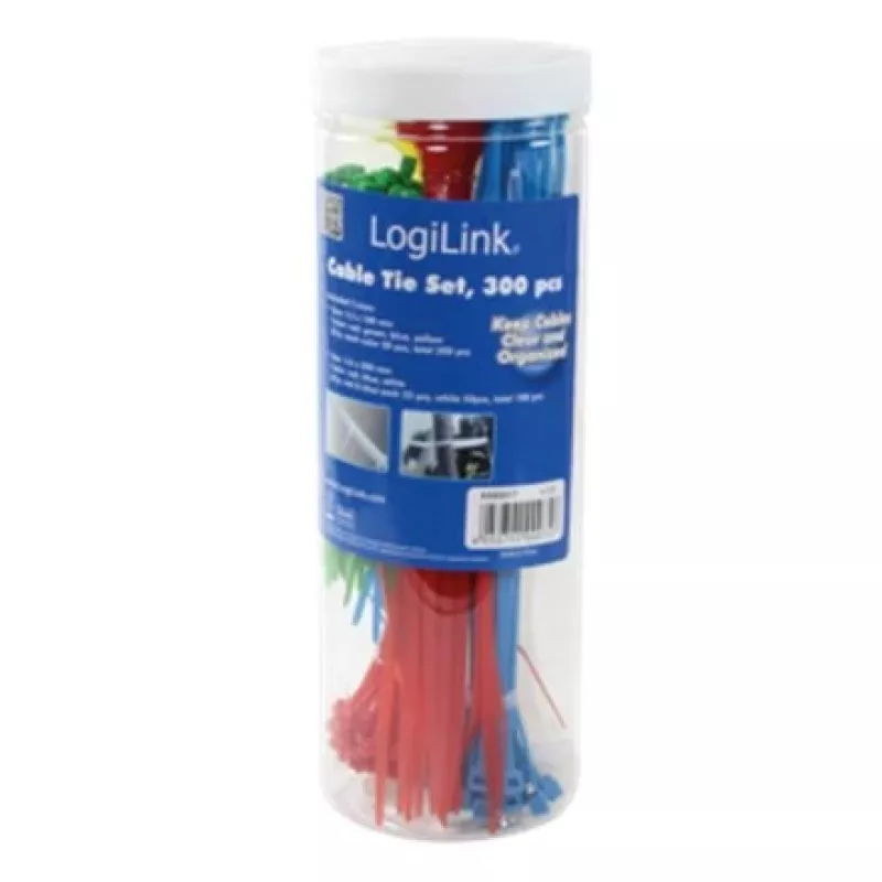 LogiLink KAB0017 Kaablisidemete komplekt - 300 tk sorteeritud (valge, sinine, kollane, punane, roheline)