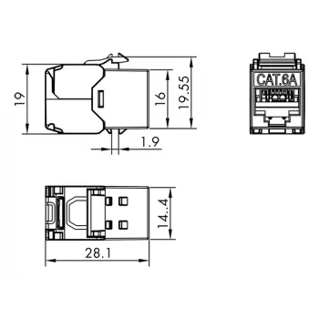 LogiLink Keystone Jack Cat.6A STP tolmukaanega, 14,4 mm, 22-26 AWG, 24 tk