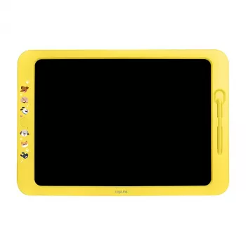 LogiLink LCD kirjutustahvel 19 cm, kollane – korduvkasutatav mitmevärviline joonistuslaud kustutus- ja lukufunktsiooniga