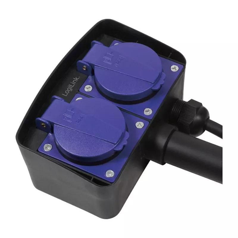 Logilink LPS214 Pistikupesa riba, 2 kaitsekontaktiga pistikupesa, IP44, maatihv, 2m kaabel