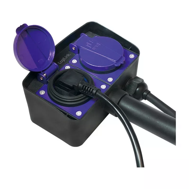 Logilink LPS214 Pistikupesa riba, 2 kaitsekontaktiga pistikupesa, IP44, maatihv, 2m kaabel