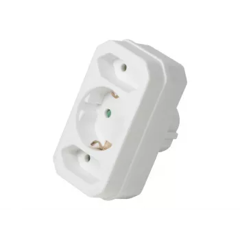 LogiLink LPS221 Schuko pistik 2x Euro + 1x turvapistikupesa adapter, valge, 16 A, 250 V, 3680 W, lapselukk
