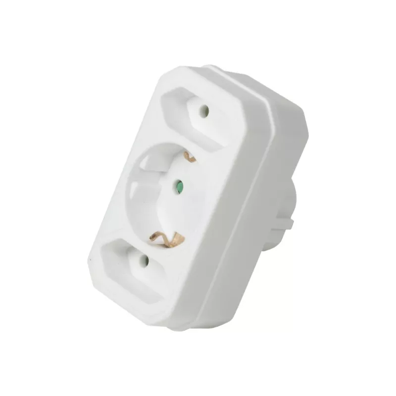 LogiLink LPS221 Schuko pistik 2x Euro + 1x turvapistikupesa adapter, valge, 16 A, 250 V, 3680 W, lapselukk