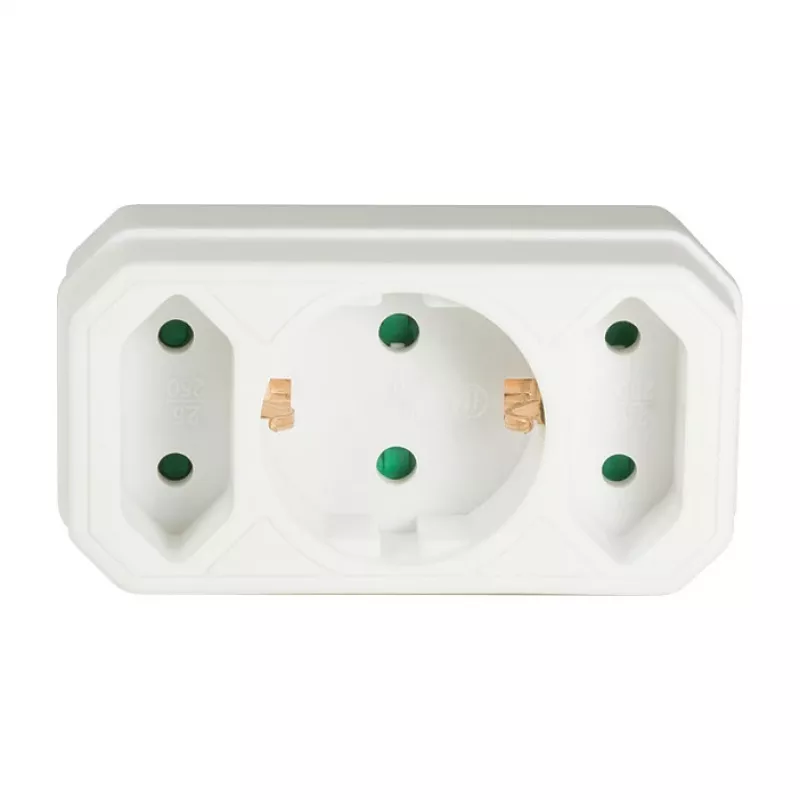 LogiLink LPS221 Schuko pistik 2x Euro + 1x turvapistikupesa adapter, valge, 16 A, 250 V, 3680 W, lapselukk