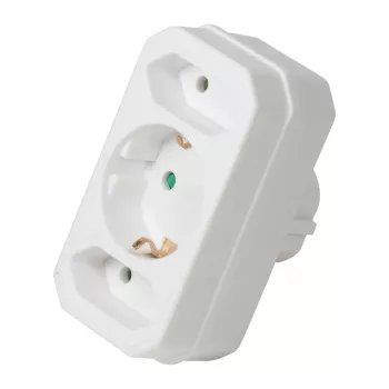 LogiLink LPS221 Schuko pistik 2x Euro + 1x turvapistikupesa adapter, valge, 16 A, 250 V, 3680 W, lapselukk