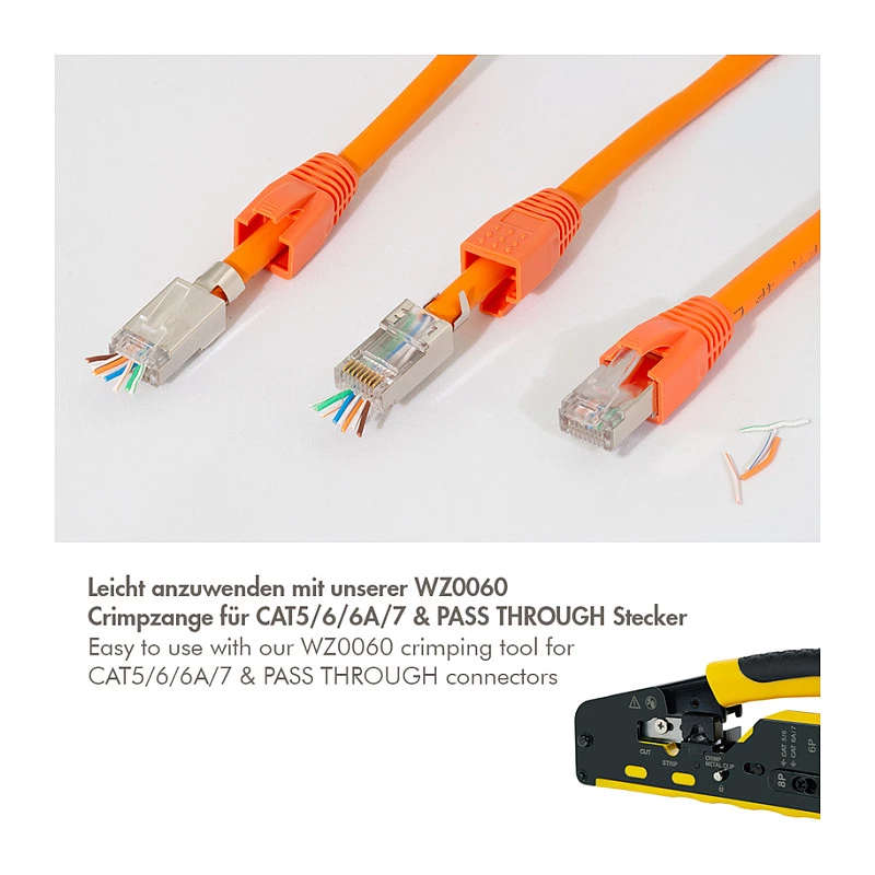 LogiLink Modulaarne pistik RJ45 Cat.6A STP läbiviiguga, 10-pakk