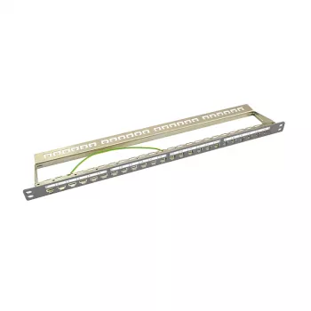 LogiLink NK4039 Keystone patch-paneel, 24 porti, 0.5U, varjestatud, hall - 19 tolli rack-kinnitus
