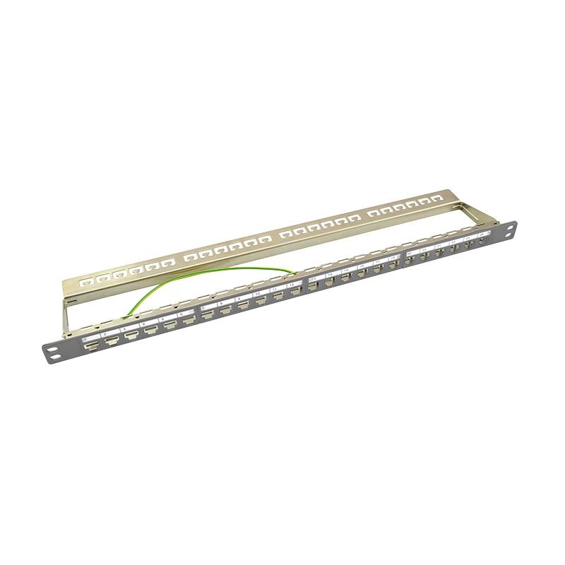 LogiLink NK4039 Keystone patch-paneel, 24 porti, 0.5U, varjestatud, hall - 19 tolli rack-kinnitus