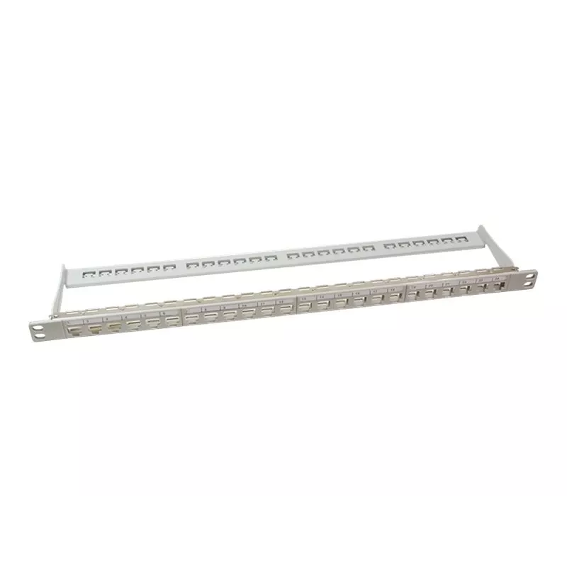 LogiLink NK4039 Keystone patch-paneel, 24 porti, 0.5U, varjestatud, hall - 19 tolli rack-kinnitus