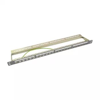 LogiLink NK4039 Keystone patch-paneel, 24 porti, 0.5U, varjestatud, hall - 19 tolli rack-kinnitus