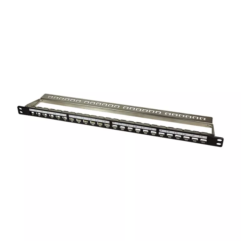 LogiLink NK4040 24-pordiline varjestatud Keystone patch-paneel, 0.5U, must