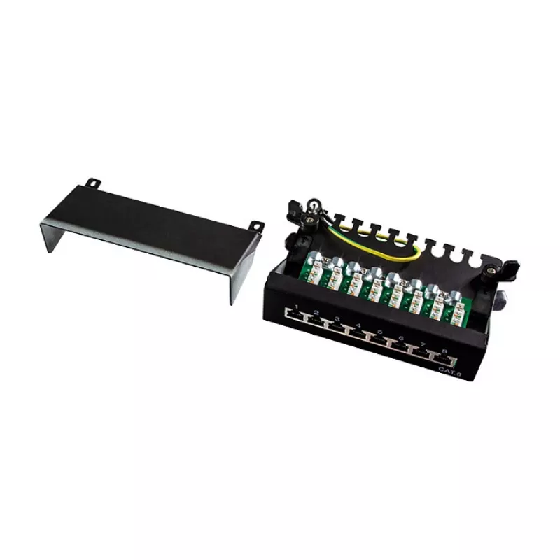 LogiLink NP0017B patch-paneel – 8 porti Cat6 STP, seinale/laua alla paigaldatav, must