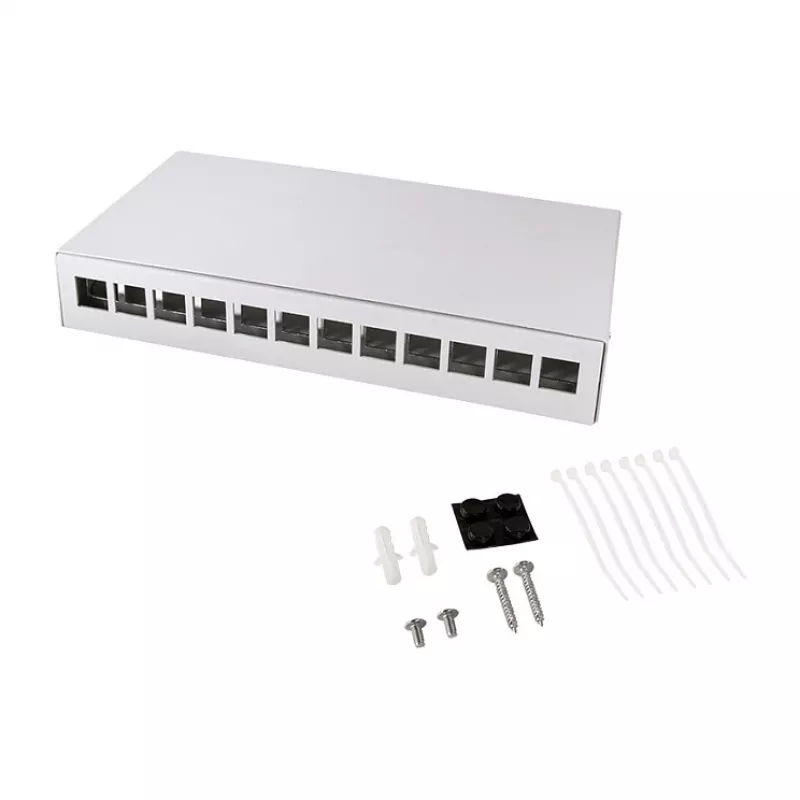 LOGILINK NP0094 Koonduspunkti karp 12 pordiga, lauale/seinale/DIN-liistule, helehall