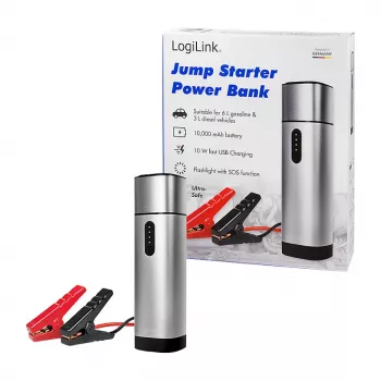 LogiLink PA0266 auto käivitusabi ja akupank, 10000 mAh, 12V/400A tipp, USB-C PD, LED-taskulamp