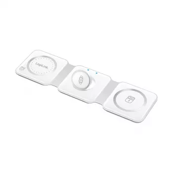 LOGILINK PA0344 magnetiline juhtmevaba laadija 3-in-1 Apple'i seadmetele, valge, kokkupandav, MagSafe, 15W