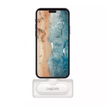 LogiLink PA0349W mobiilne akupank, 5000 mAh, LiPo, sisseehitatud kokkupandav USB-C-pistik ja USB-C-port, valge