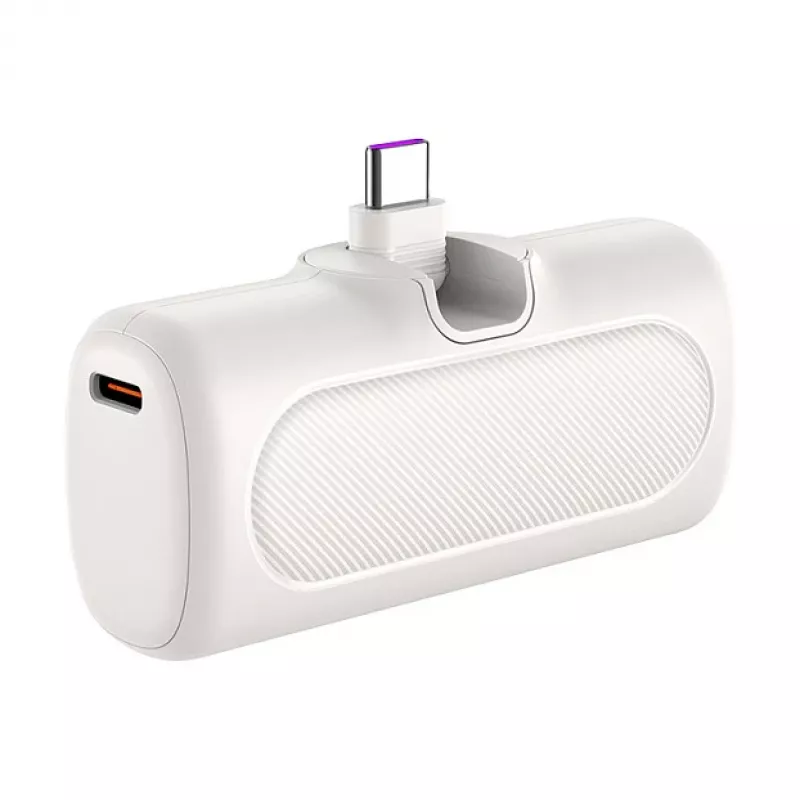 LogiLink PA0349W mobiilne akupank, 5000 mAh, LiPo, sisseehitatud kokkupandav USB-C-pistik ja USB-C-port, valge