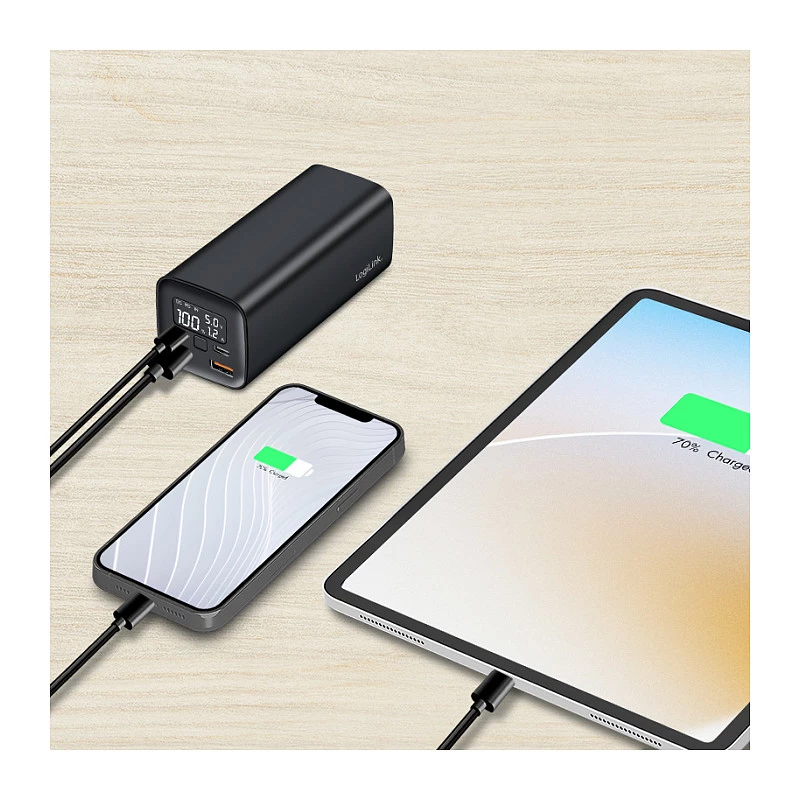 Logilink PA0350 Mobile Power Bank, 20,000 mAh, 65W PD & QC 3.0, Must