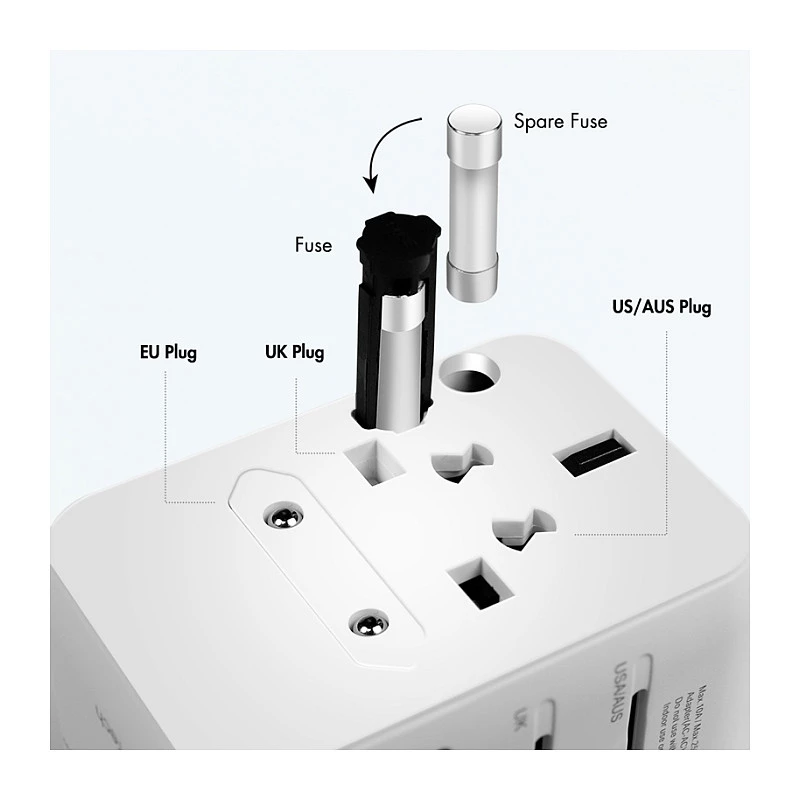 LOGILINK PA0357 USB-A/C reisilaadija, 70 W GaN, 4 pordiga, 2x USB-A (QC), 2x USB-C (PD), sihvakas, valge