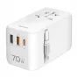 LOGILINK PA0357 USB-A/C reisilaadija, 70 W GaN, 4 pordiga, 2x USB-A (QC), 2x USB-C (PD), sihvakas, valge