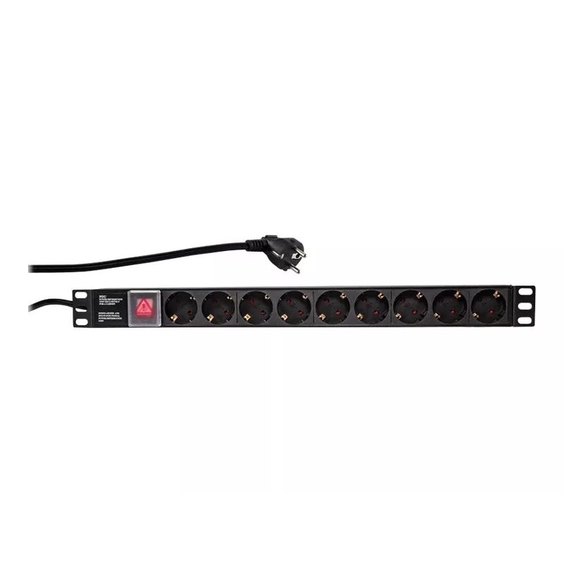 LogiLink Power Distribution Unit (Rack-Mountable) - AC 250 V - 3500 Watt - Input: CEE 7/7 - Outputs: 9 (Power)