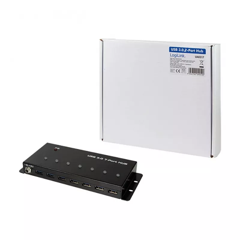 LOGILINK UA0317 USB 3.0 jaotur, 7-pordiline, metallkorpus, tööstuslik tase