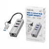 Logilink UA0440 USB 3.2 Gen 1 3-Pordiline Jaotur Gigabitise Etherneti Adapteriga, USB-C ja USB-A Ühendus, Alumiinium