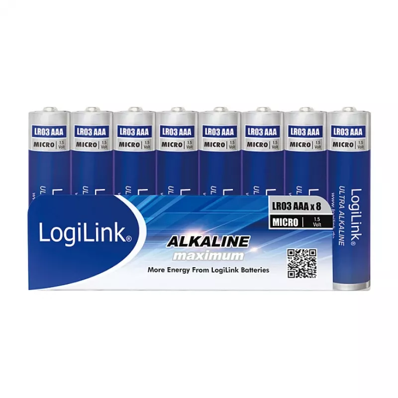 LogiLink Ultra Power leelis AAA patareid, 8 tk pakendis, 1,5V, pika elueaga, elavhõbedavabad