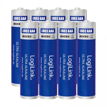LogiLink Ultra Power leelis AAA patareid, 8 tk pakendis, 1,5V, pika elueaga, elavhõbedavabad