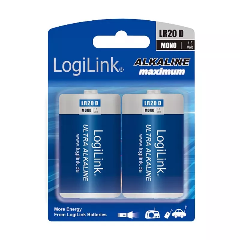 LogiLink Ultra Power leelispatarei D LR20 2-pack blister