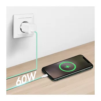 LogiLink USB 2.0 Type-C kaabel, A/M kuni C/M, 480 Mbps, 60W, nailon, roheline, 0,5 m