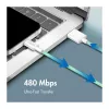 LogiLink USB 2.0 Type-C kaabel, A/M kuni C/M, 480 Mbps, 60W, nailon, roheline, 0,5 m