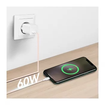 LogiLink USB 2.0 Type-C kaabel, A/M kuni C/M, 480 Mbps, 60W, nailon, roosa, 0,5 m