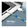 LogiLink USB 2.0 Type-C kaabel, A/M kuni C/M, 480 Mbps, 60W, nailon, kollane, 0,5 m