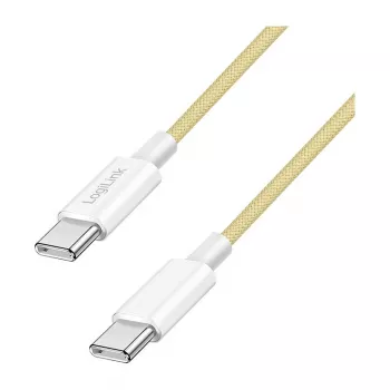 LogiLink USB 2.0 Type-C kaabel, C/M kuni C/M, 480 Mbps, 60W, nailon, kollane, 0,5 m